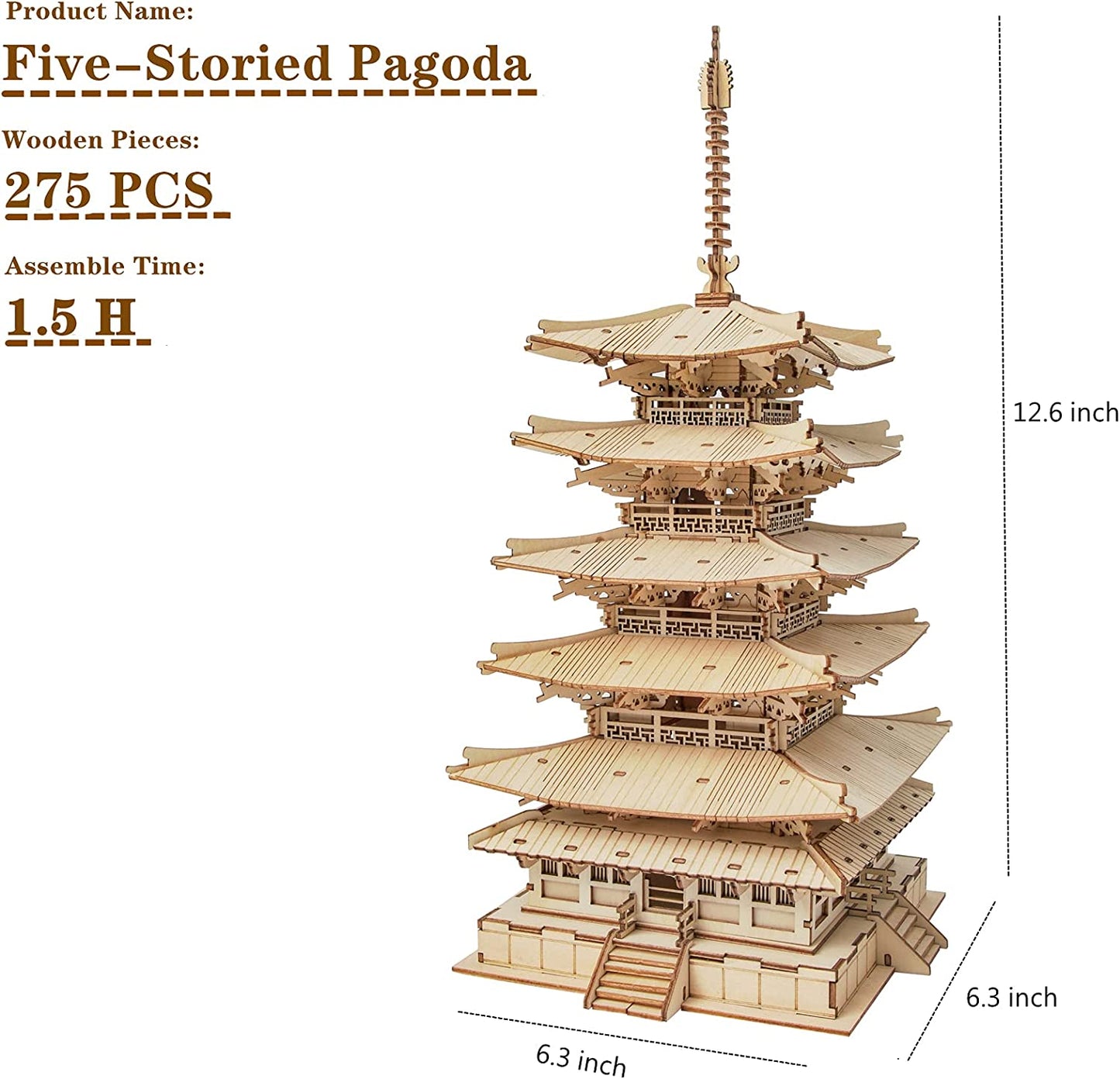 Trendy Five-Tier Pagoda Wooden Puzzle