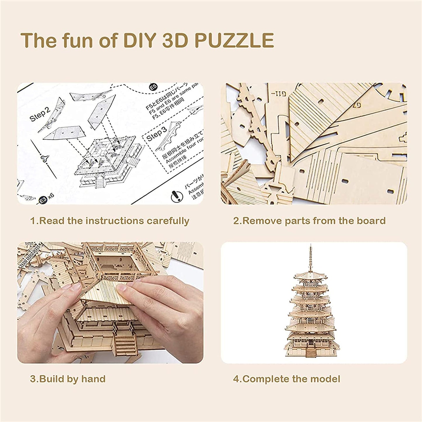 Trendy Five-Tier Pagoda Wooden Puzzle